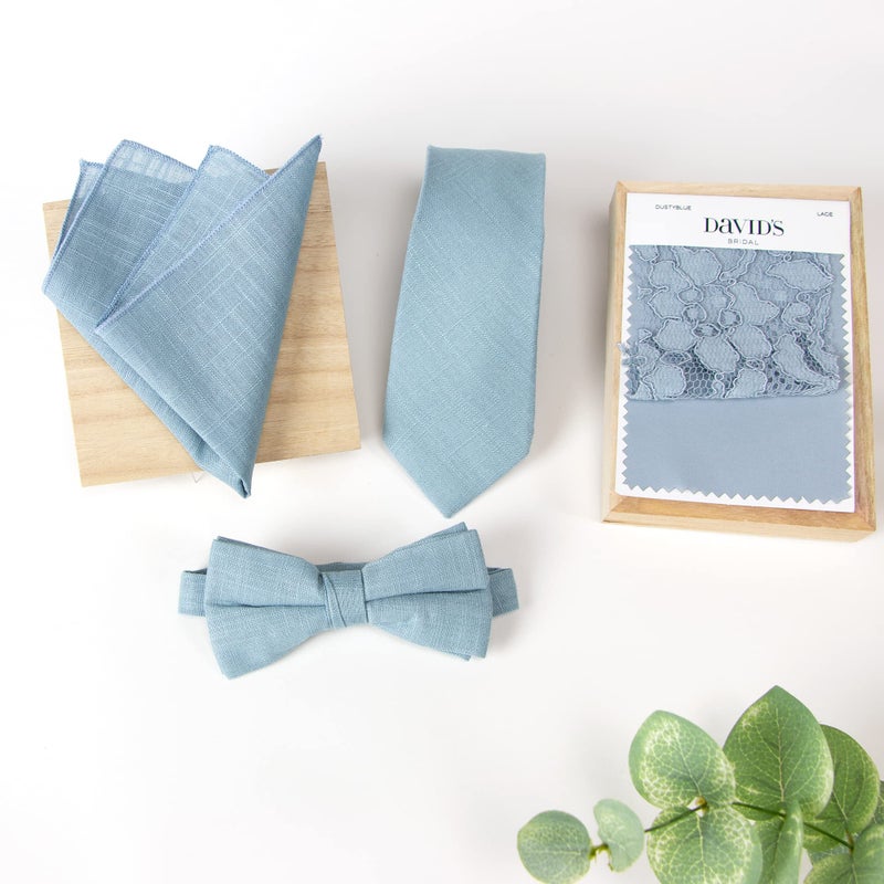 Spring Notion Boys' Linen Blend Bow Tie, Steel Blue Small - Image 4